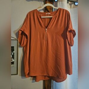 Maurice's Rust Colored Zip Blouse Size XXL